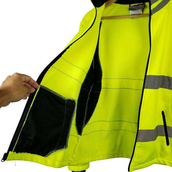Utility Pro Women's UHV668 Hi-Vis Full-Zip Soft Shell Jacket Sz XL Yellow Black - Picture 9 of 15